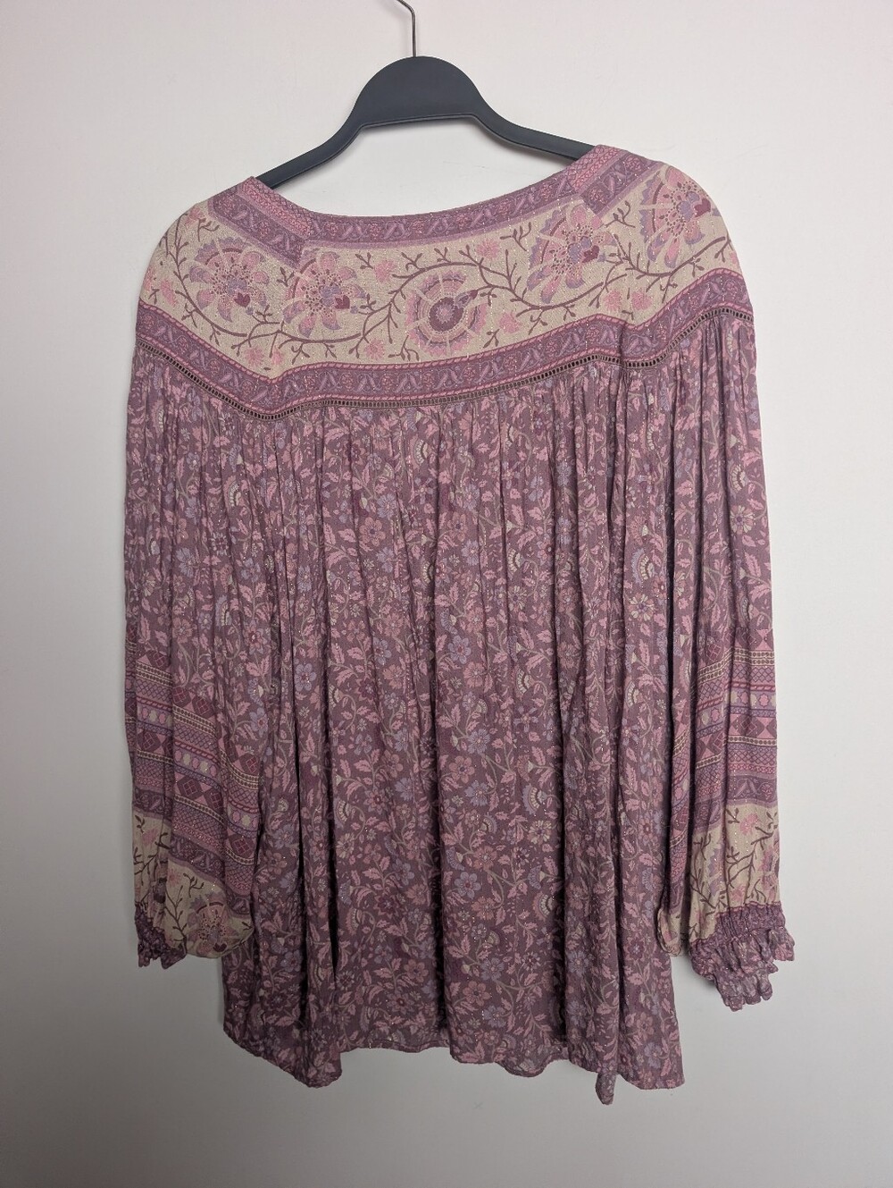 Spell & The Gypsy Collective Purple Floral Paisley Bohemian Blouse Size Large - Picture 8 of 10